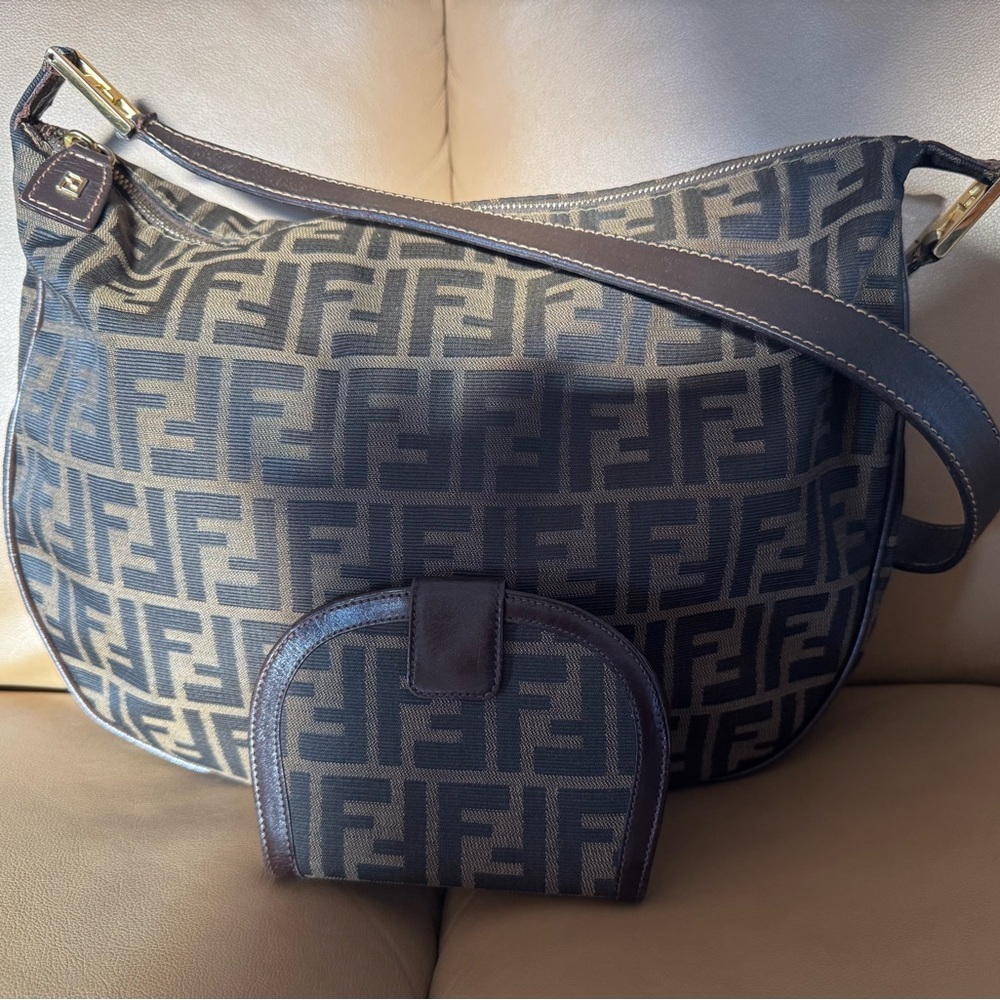 🚨SOLD🚨FENDI Zucca Hobo and Wallet Set EUC